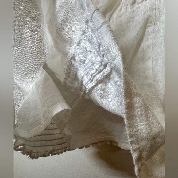 Reformation Rome White 100% Linen Puff Sleeve Smocked Cropped Peasant Top 12 - Picture 8 of 16